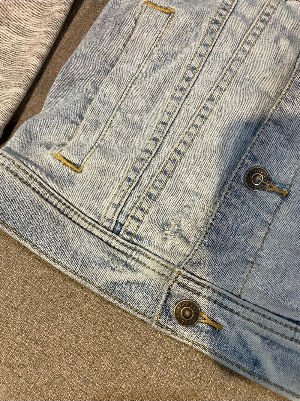 Abercrombie Kids A&F denim jacket hoodie jersey sleeves girls/boys